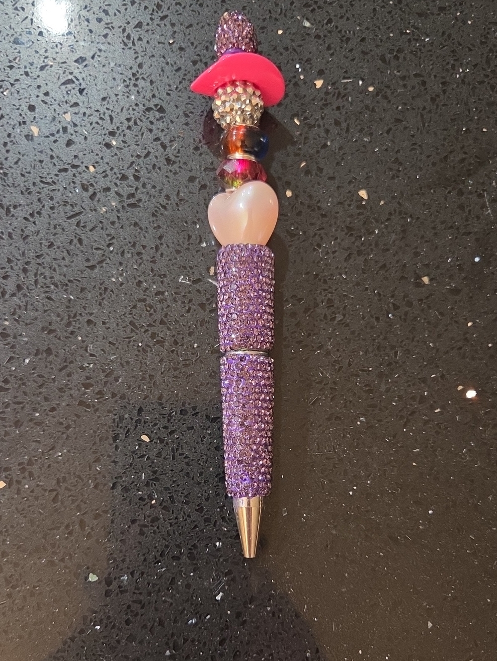 Purple Crystal Heart Decorative Ballpoint Pen - Women Accessories